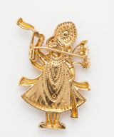 Divine Shrinathji (Govardhanath) Brooch | Gold Plated Pushtimarg Lapel Pin with Sparkling Stones