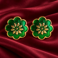 Scalloped Emerald Green Clover Blossom Buttons (Set of 13) | Textured Enamel Sherwani & Kurta Buttons