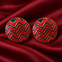 Geometric Chevron Leheriya Enamel Buttons in Red & Navy (Set of 13) | Modern Sherwani & Blazer Buttons