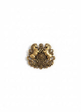 Rampant Horses Royal Crest Brooch | Antique Gold Star Medallion Lapel Pin