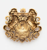 Rampant Horses Royal Crest Brooch | Antique Gold Star Medallion Lapel Pin