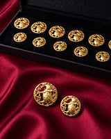 Antique Gold Royal Elephant (Gajraj) Buttons (Set of 13) | Auspicious Metal Sherwani & Kurta Buttons