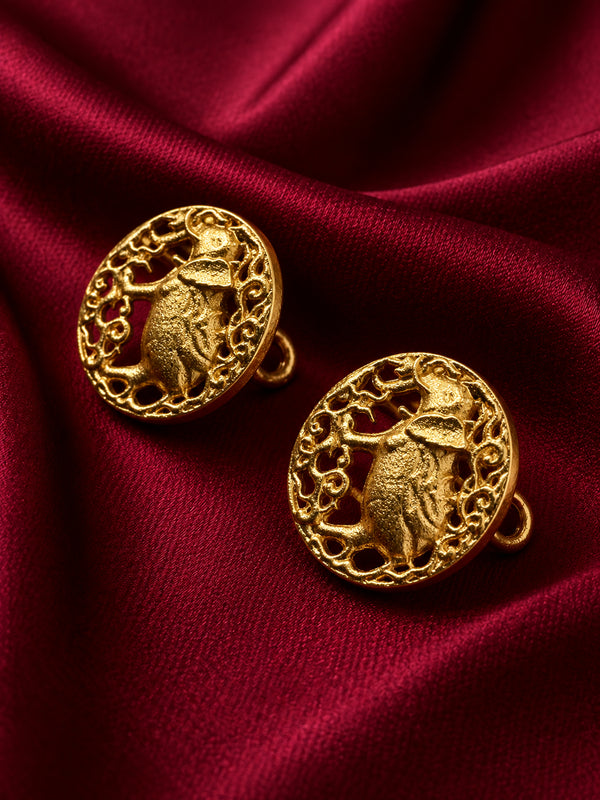 Antique Gold Royal Elephant (Gajraj) Buttons (Set of 13) | Auspicious Metal Sherwani & Kurta Buttons