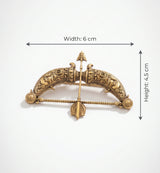 Vintage Dhanush & Baan Brooch | Antique Gold Carved Bow & Arrow Lapel Pin