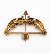 Vintage Dhanush & Baan Brooch | Antique Gold Carved Bow & Arrow Lapel Pin